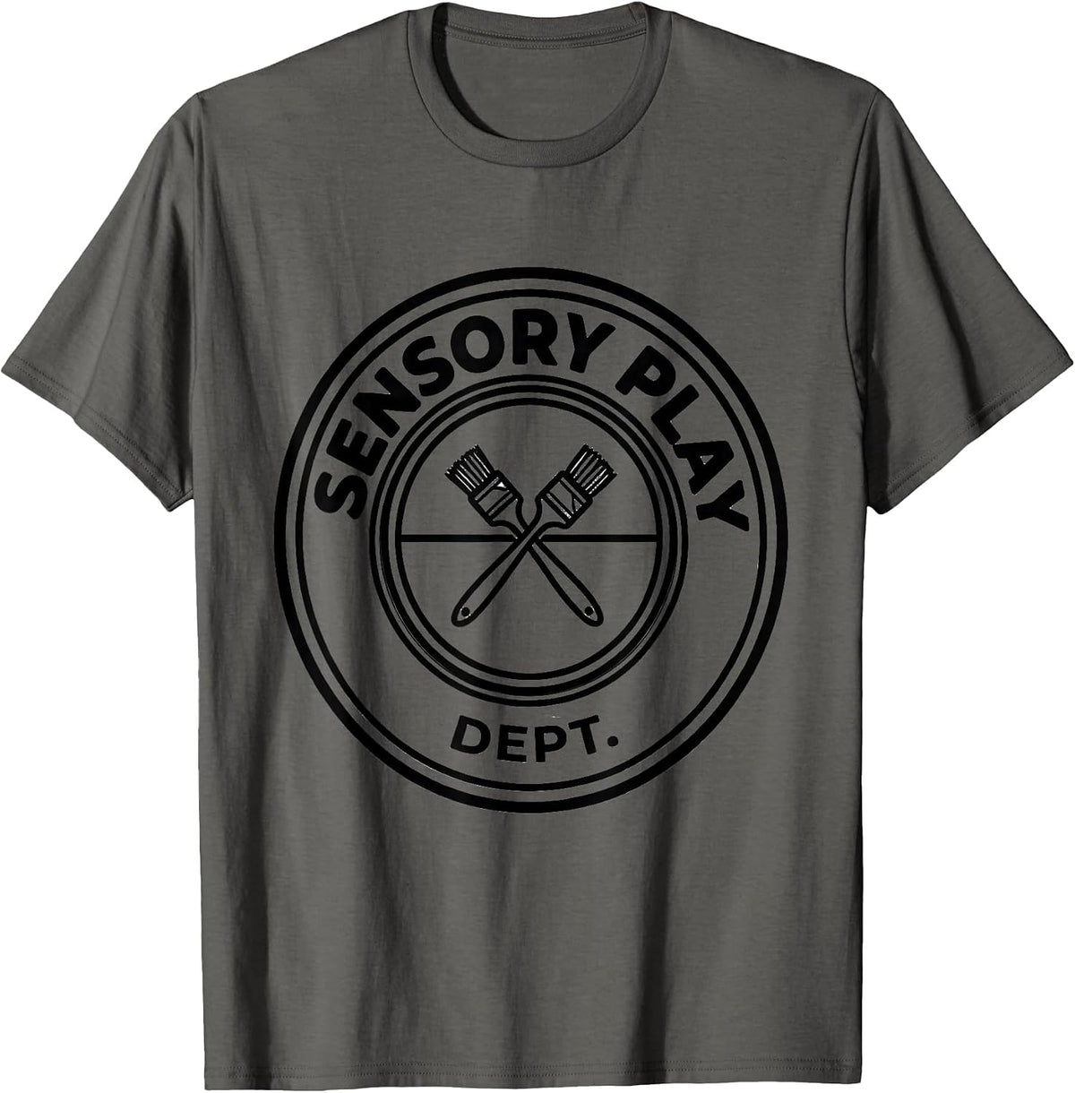 Sensory Play Dept. Occupational Therapy OT Month Humor T-Shirt - Asphalt Grey