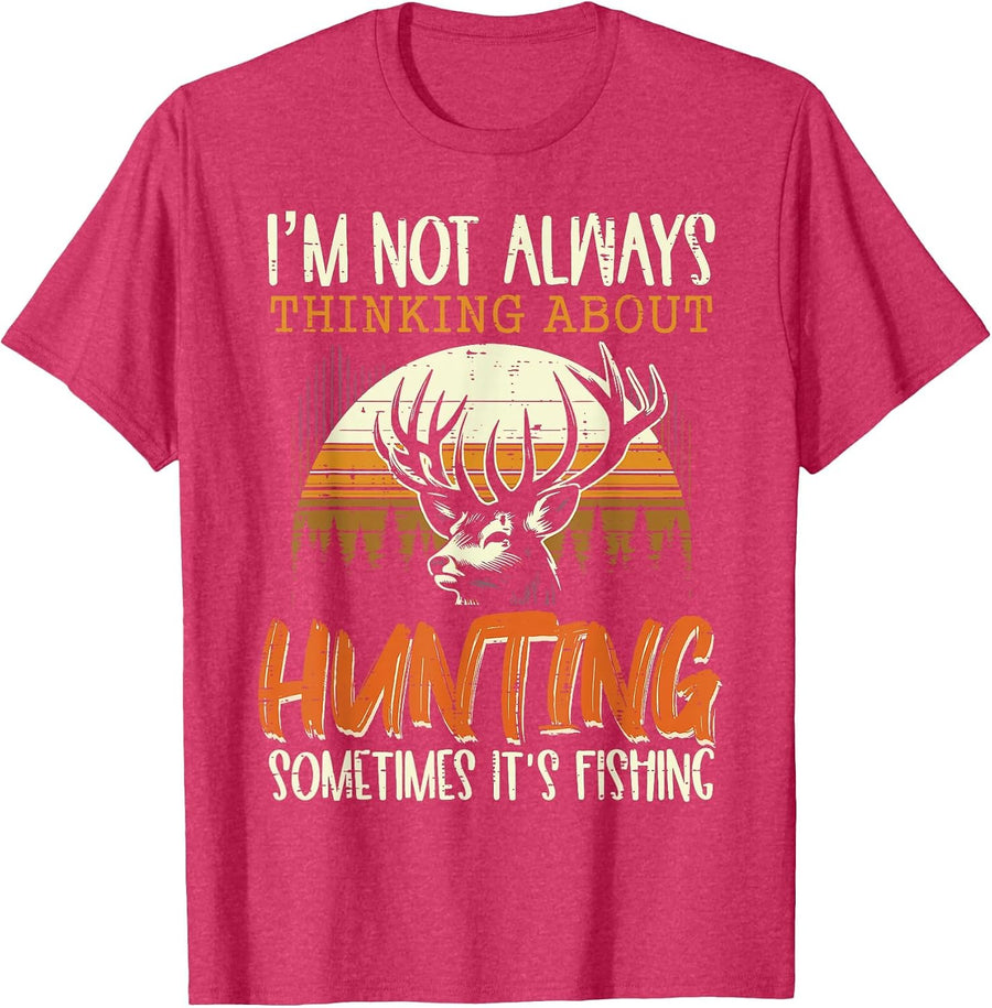 Not Always Thinking Hunting Fishing Funny Men Women Kids T-Shirt, Men, Red Heather, Large - As Pictured