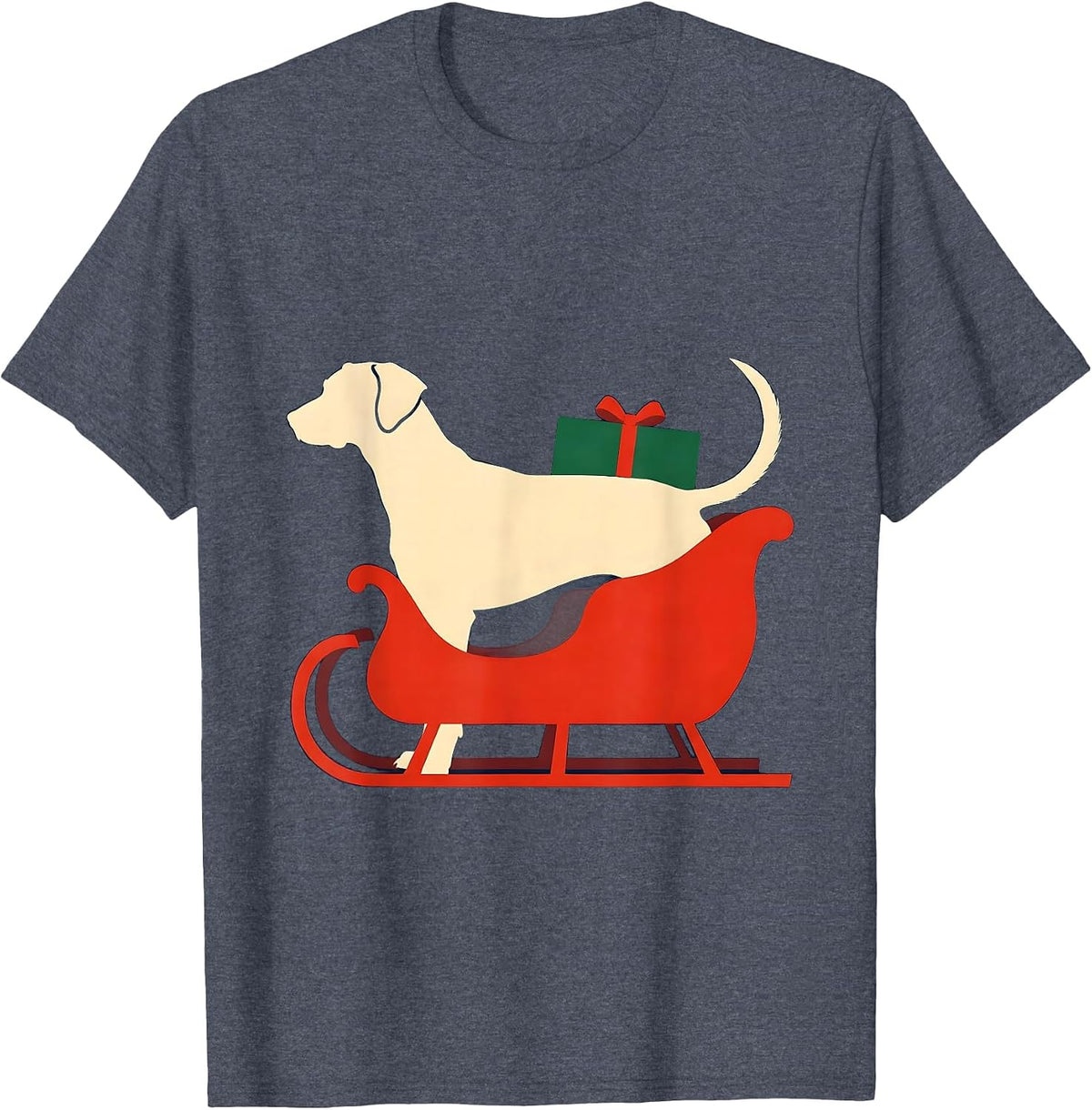 Rhodesian Ridgeback Christmas Sleigh Dog Lover Humor T-Shirt - Heather Blue