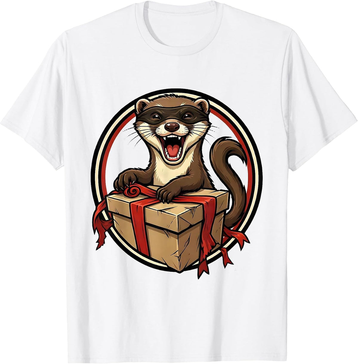Men's Sealed Ferret Badge Funny Ferret Lover Gift T-Shirt - White