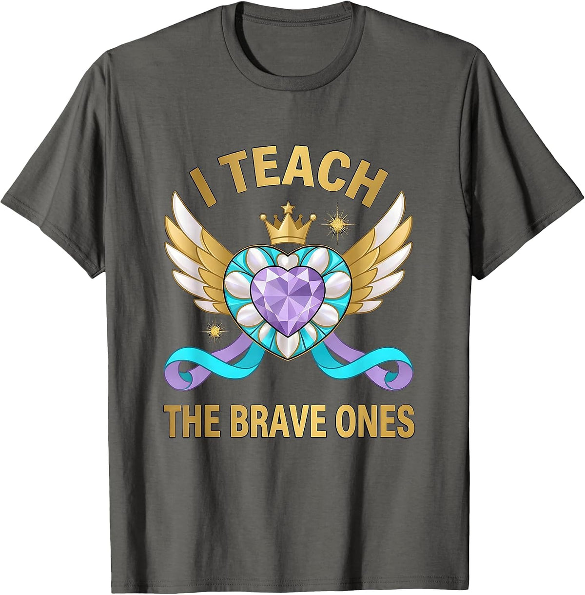 Men's I Teach The Brave Ones Special Education Teacher T-Shirt - Asphalt Grey