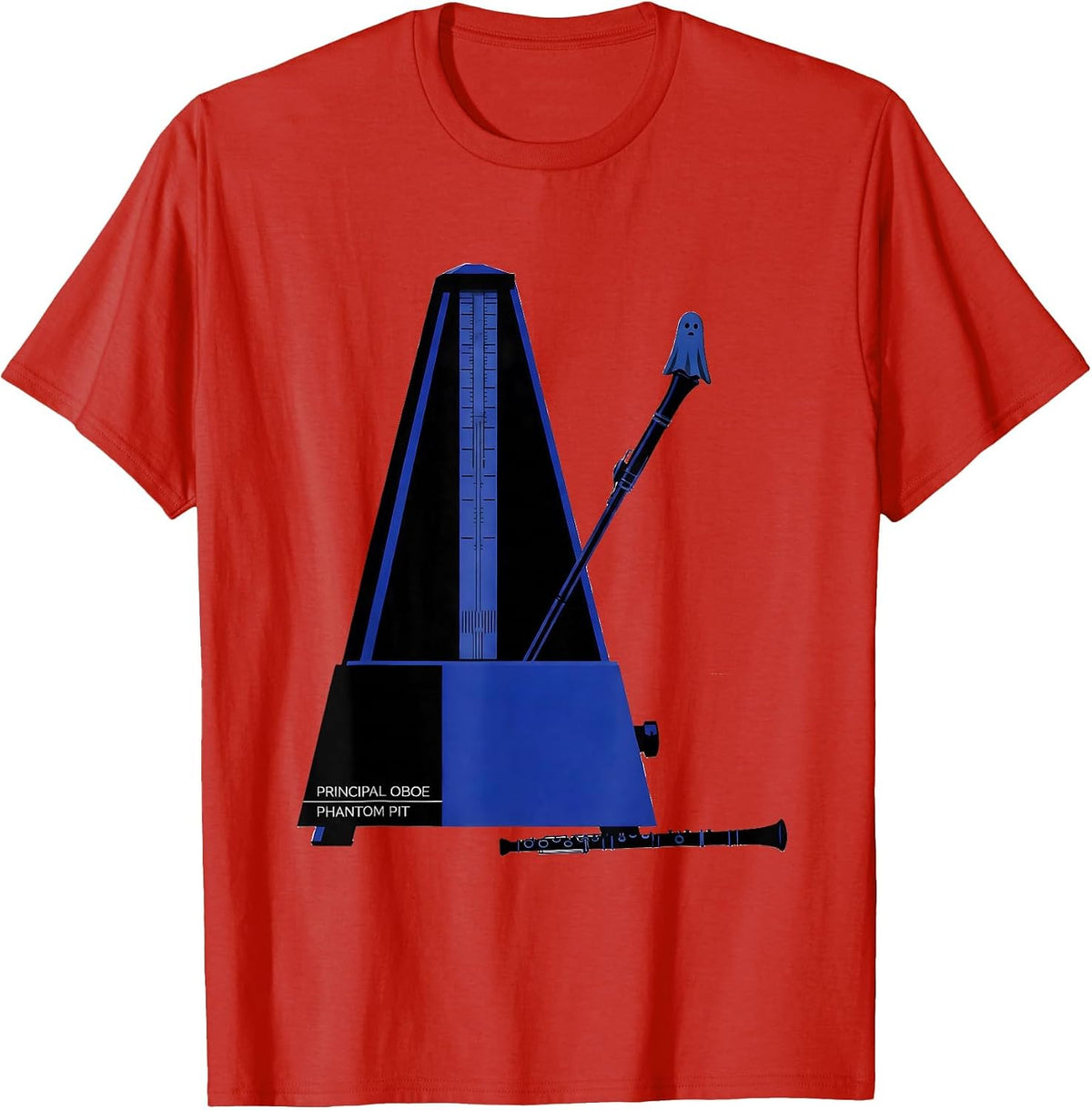 Men's Principal Oboe Phantom Pit Whimsical Music Teacher Halloween T-Shirt - Red
