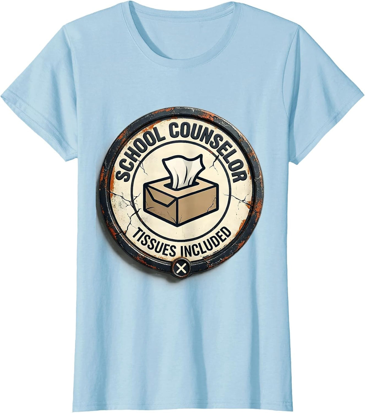 School Counselor Tissues Included Distressed Humor Mental T-Shirt - Baby Blue