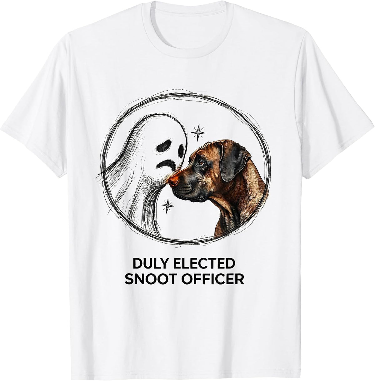 Men's Duly Elected Snoot Officer Hand-Sketched Dog Lover Halloween T-Shirt - White