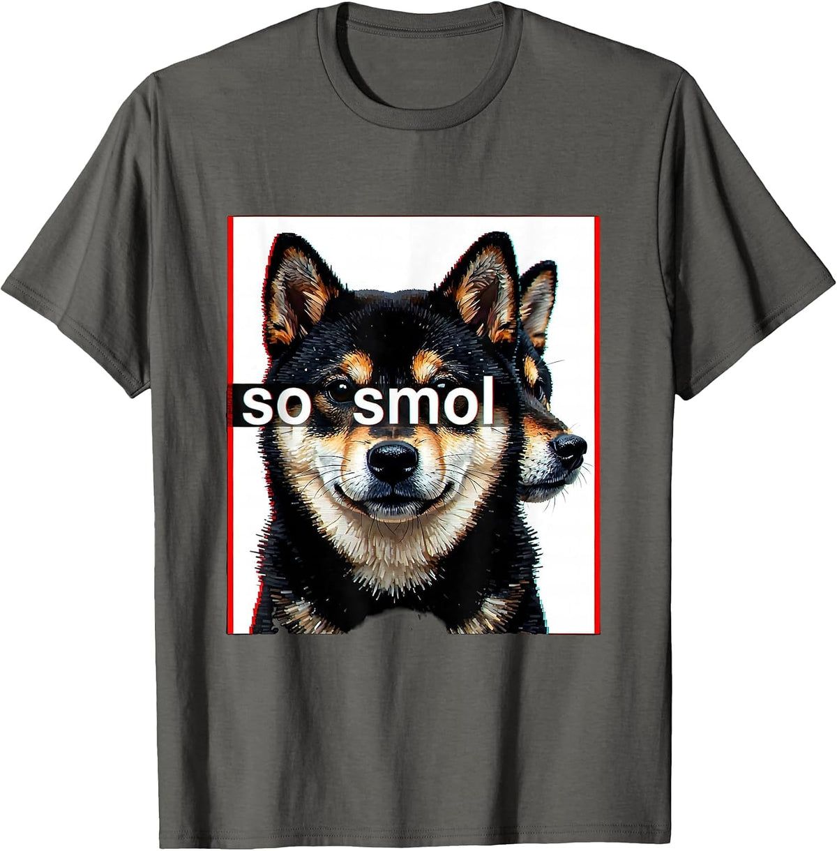 Men's so smol Kawaii Shiba Inu Dog Lover Meme Humor T-Shirt - Asphalt Grey