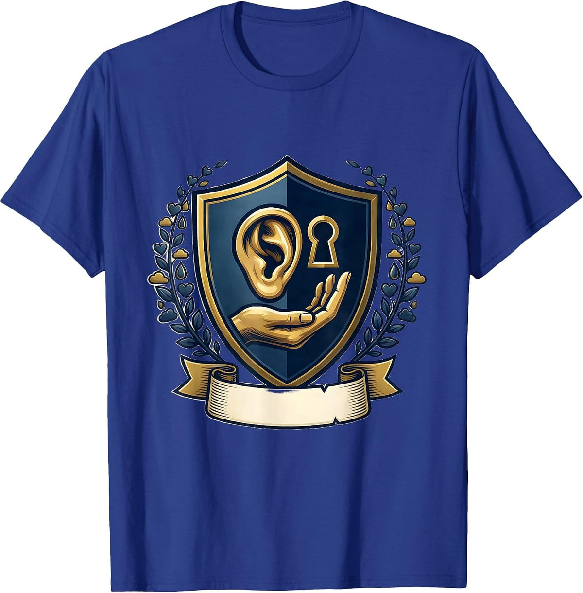 Emblem Shield Crest Mental Health Counselor Therapist T-Shirt - Royal Blue
