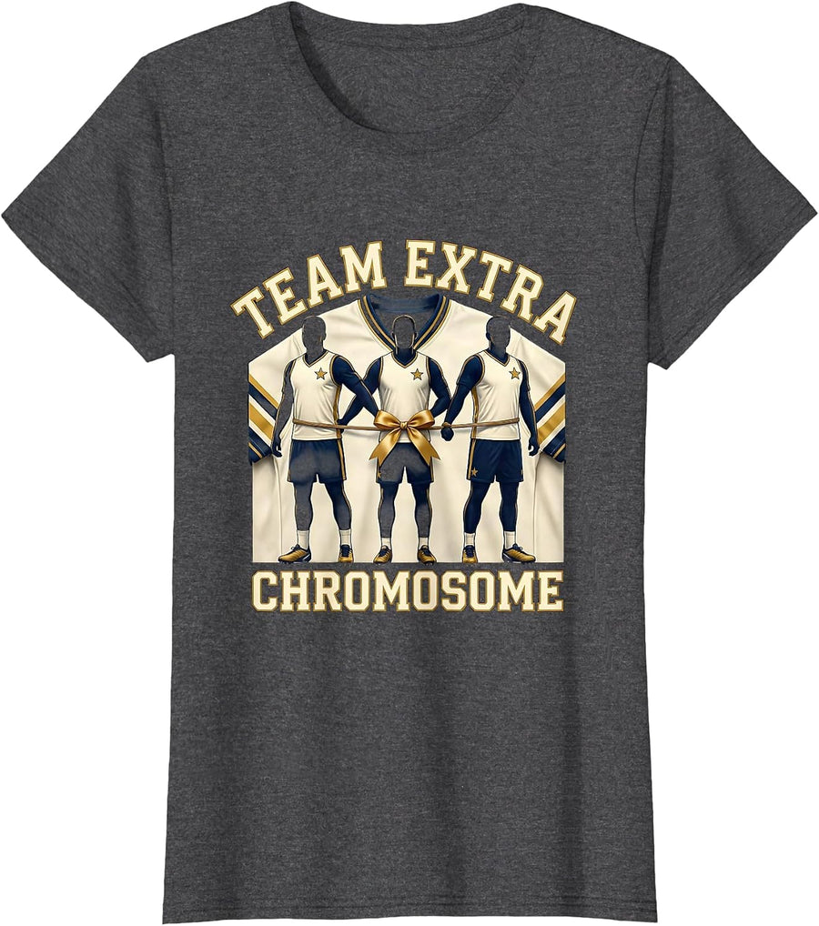 Women's Team Extra Chromosome Sports Pride Down Syndrome Awareness T-Shirt - Dark Heather Grey