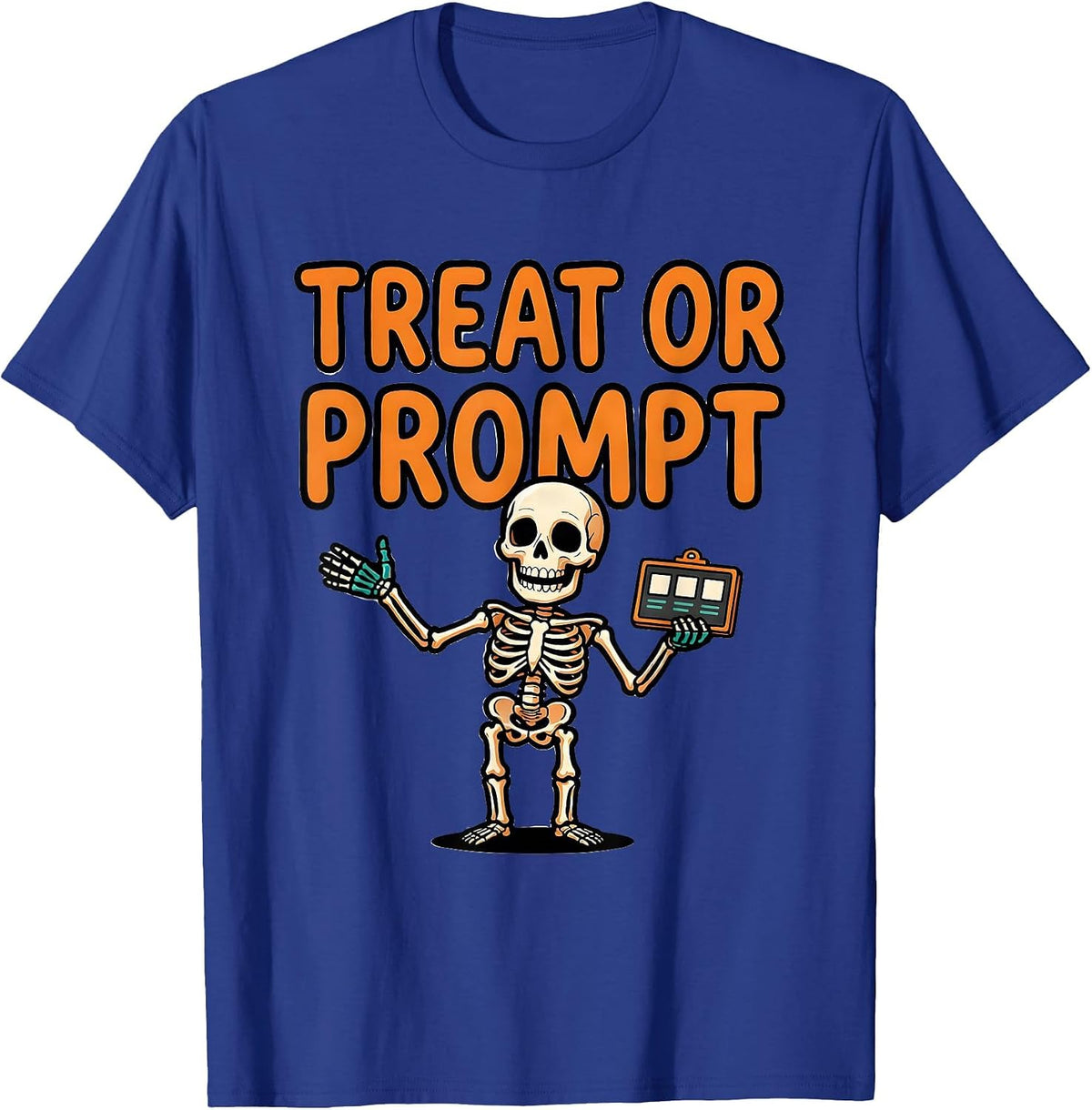 Treat Or Prompt Halloween Speech Therapy SLP Teacher Humor T-Shirt - Royal Blue