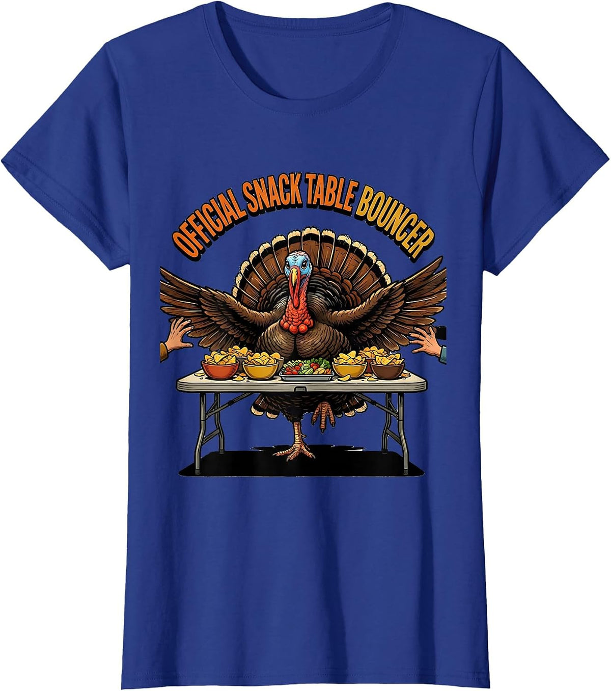 Women's Official Snack Table Bouncer Funny Turkey Family T-Shirt - Royal Blue