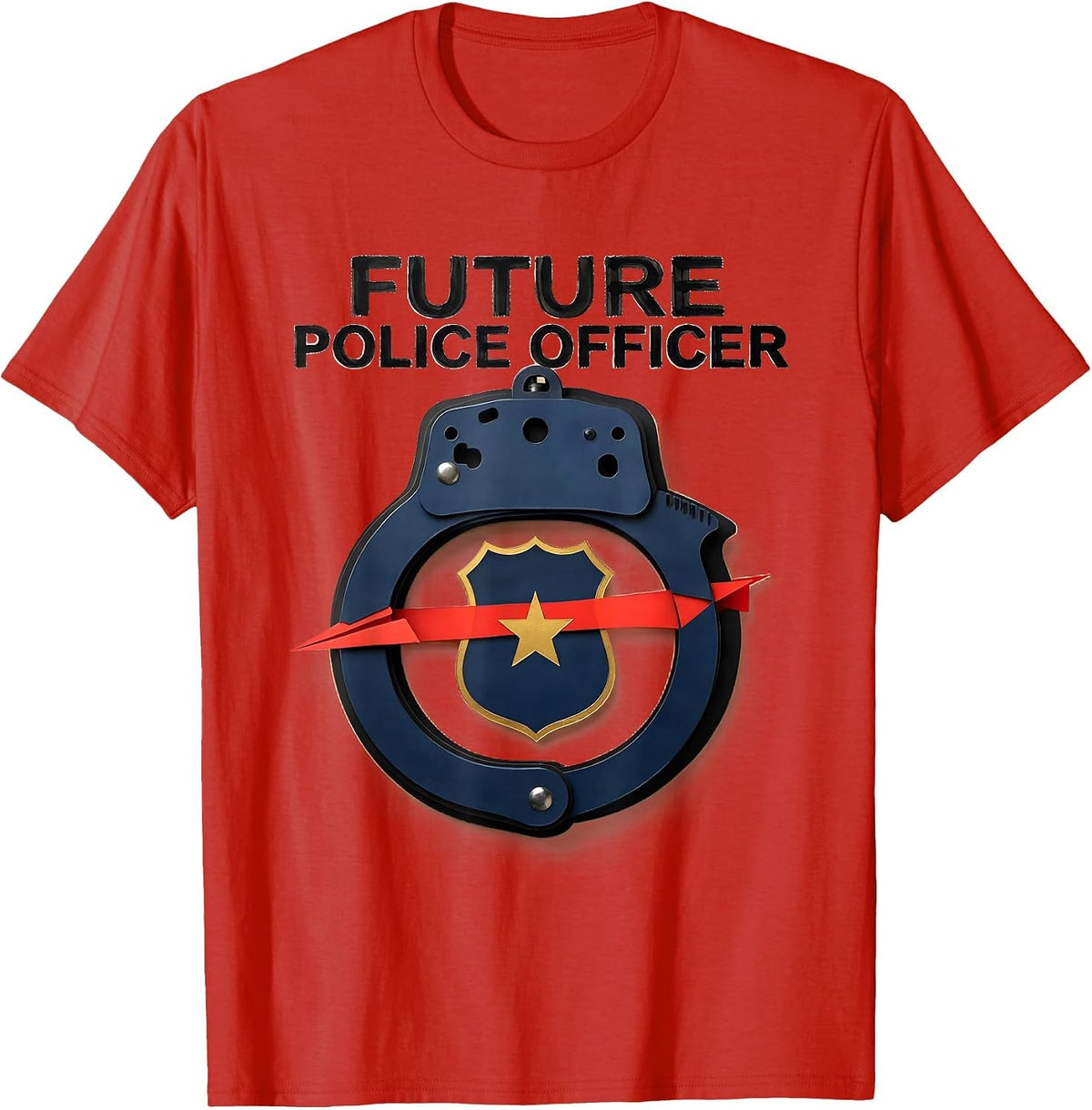 Men's Future Police Officer Playful Kids Costume Party Humor T-Shirt - Red