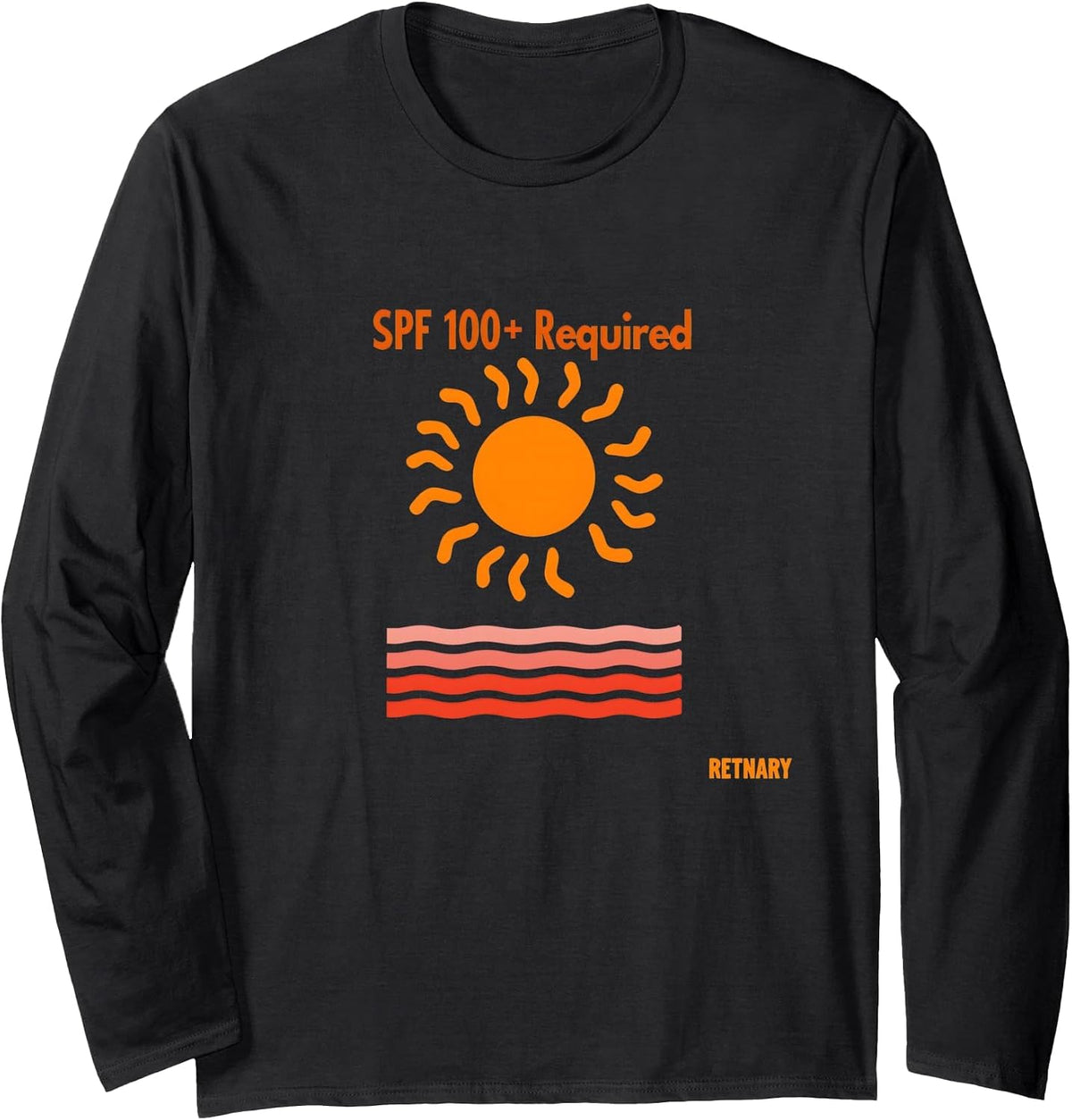 SPF 100+ Required Caucasian Sun Protection Humour Beach Long Sleeve T-Shirt - Adult Unisex Black