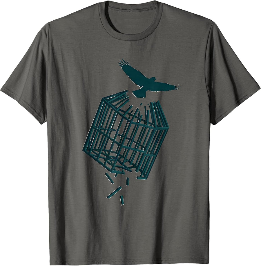 Dyslexia Awareness Bird Breaking Free Illustration T-Shirt - Asphalt Grey