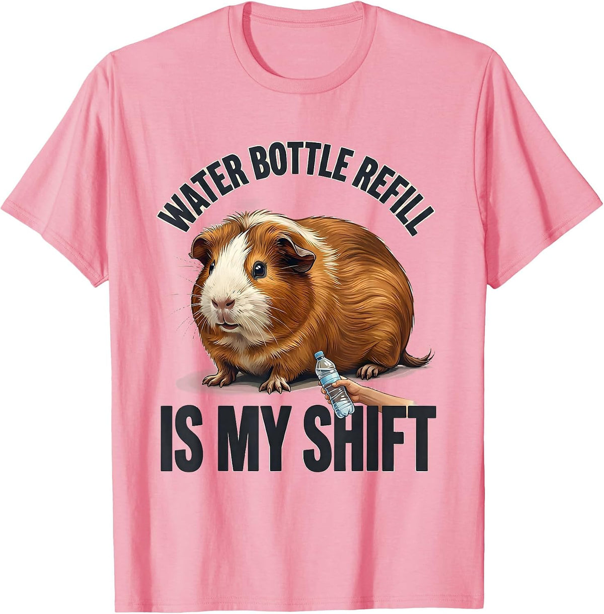 Men's Water Bottle Refill Is My Shift Funny Guinea Pig Pet Lover T-Shirt - Pink