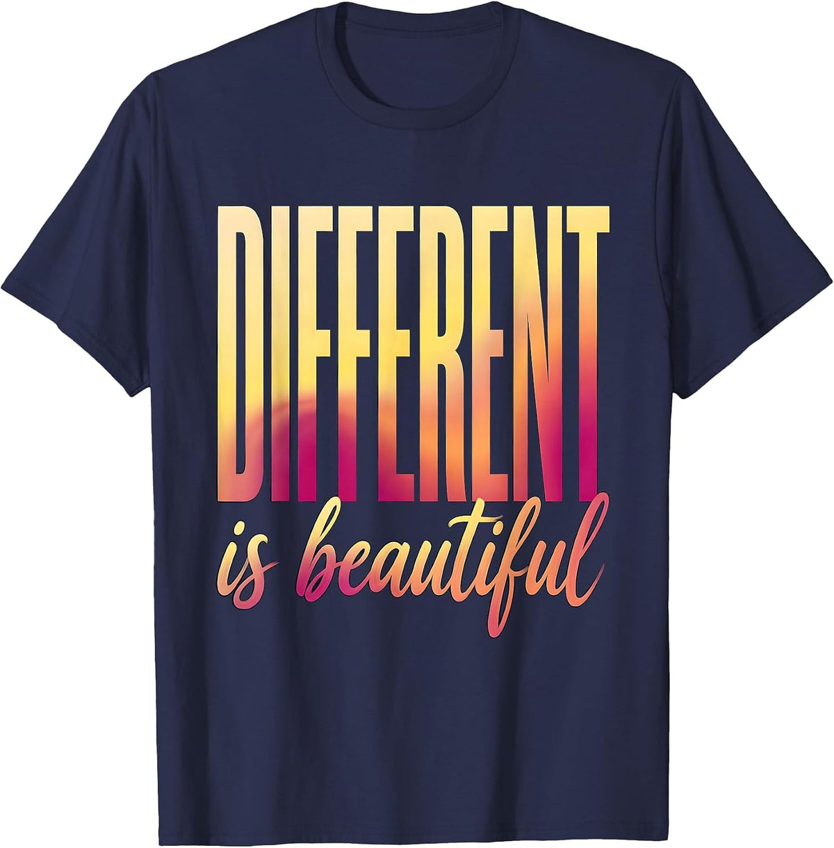 Different Is Beautiful Down Syndrome Awareness Design T-Shirt - Navy Blue