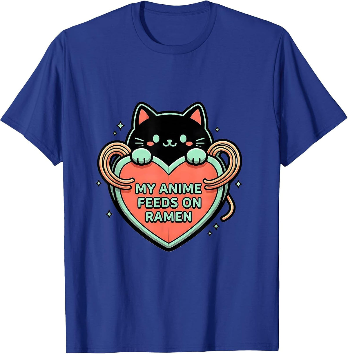 My Anime Feeds On Ramen Cute Kawaii Anime Cat Gift T-Shirt - Royal Blue