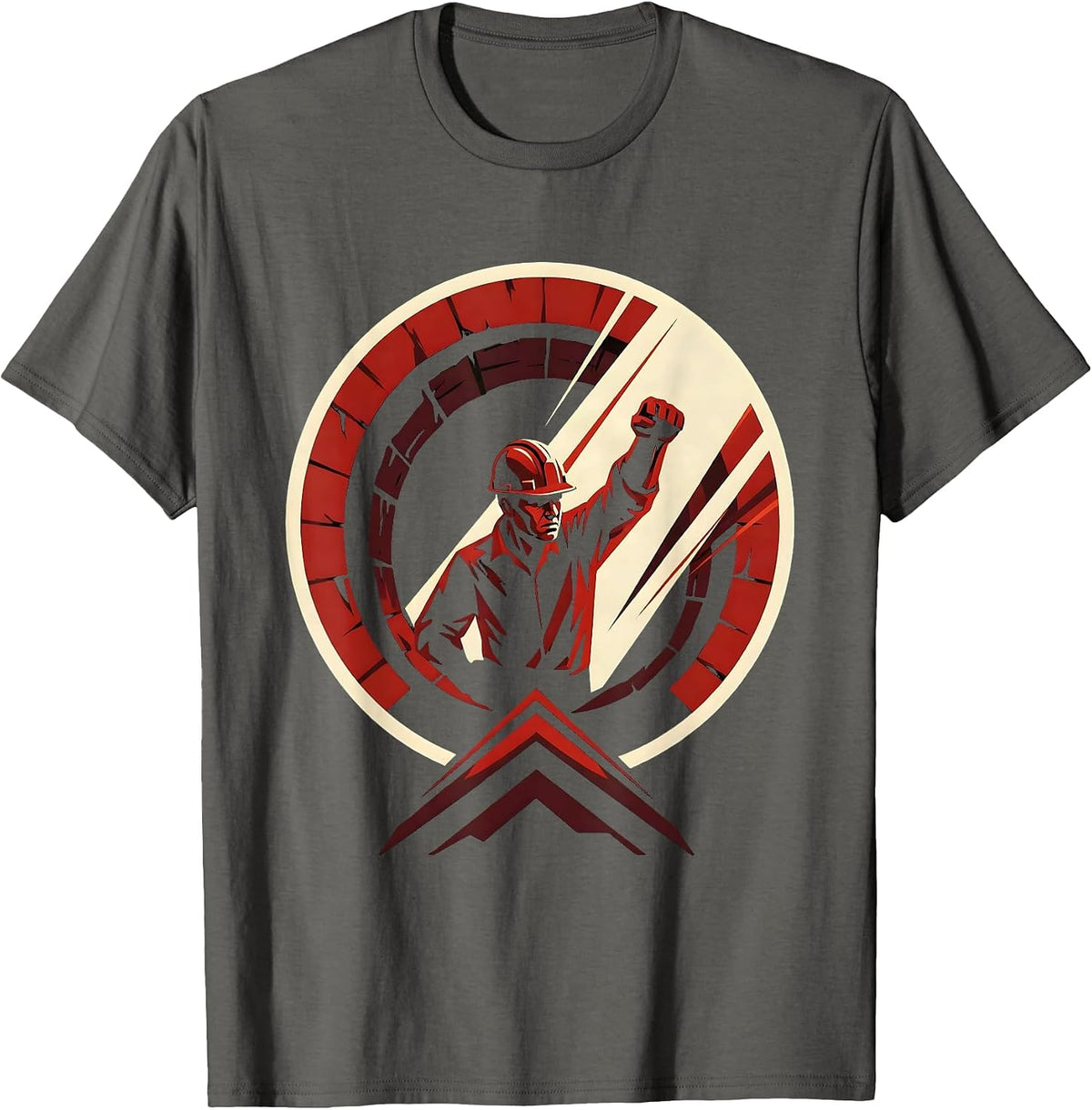 Miner Emerging From Tunnel Shaft Graphic T-Shirt - Asphalt Grey