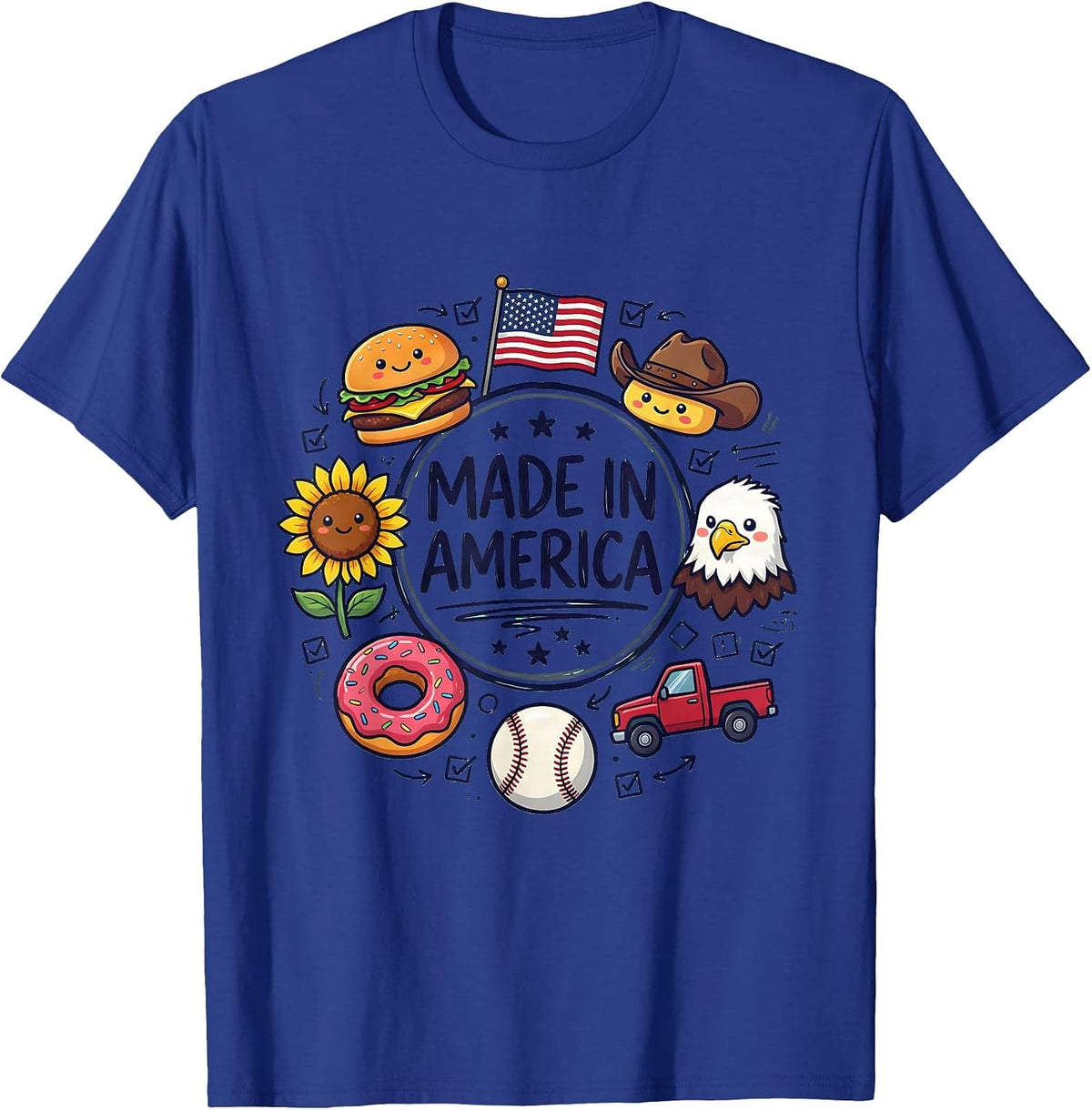 Made in America Proud USA Patriotic Design T-Shirt - Royal Blue