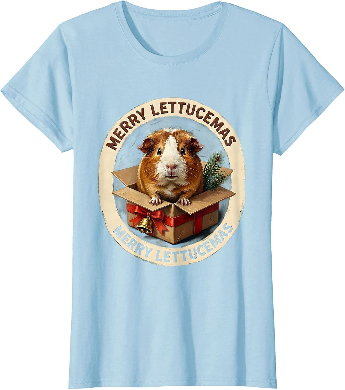 Merry Lettucemas Funny Guinea Pig Christmas Pet Lover Gift T-Shirt - Baby Blue
