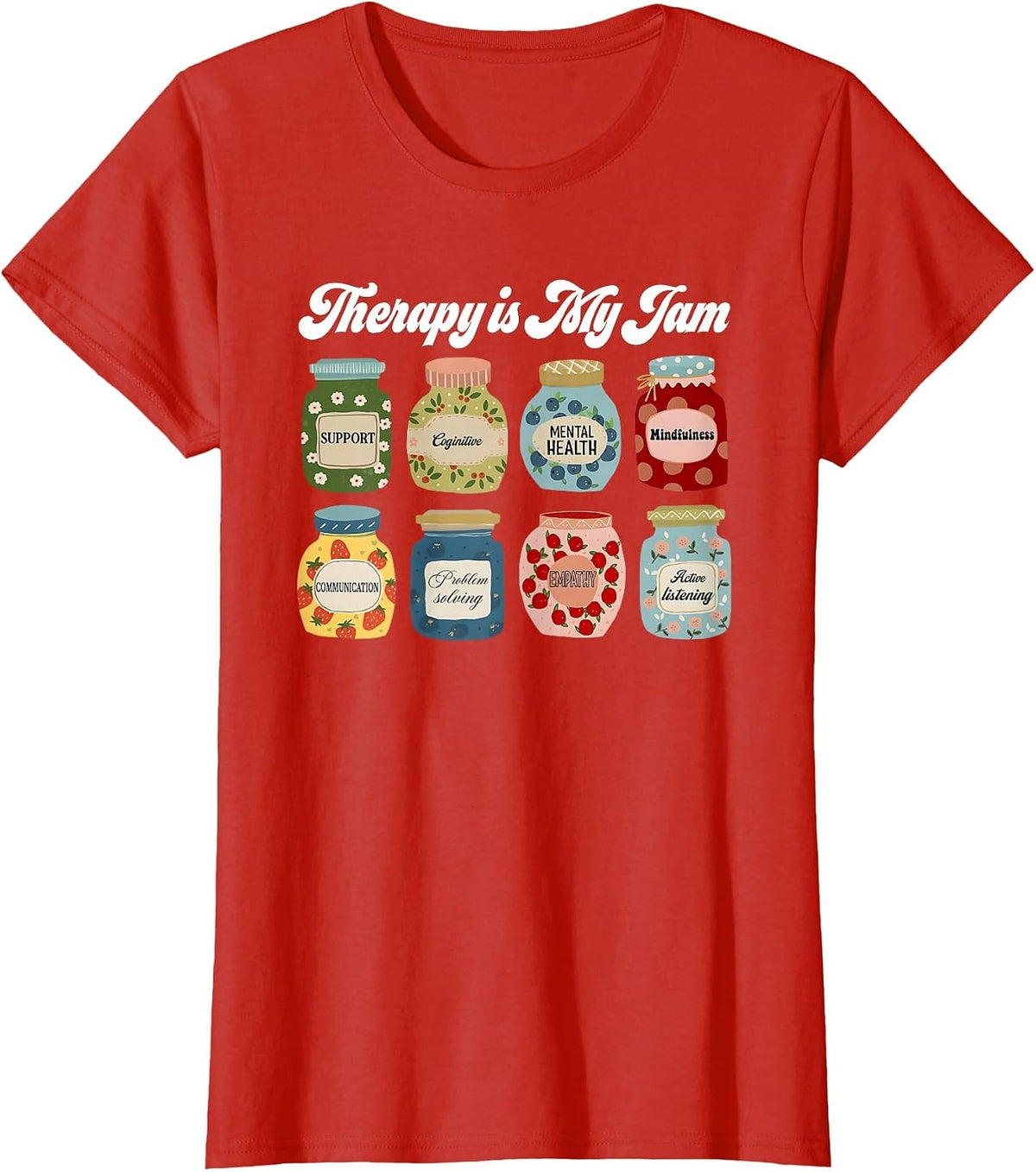 Therapy is My Jam, Cute Therapist T-Shirt - Red