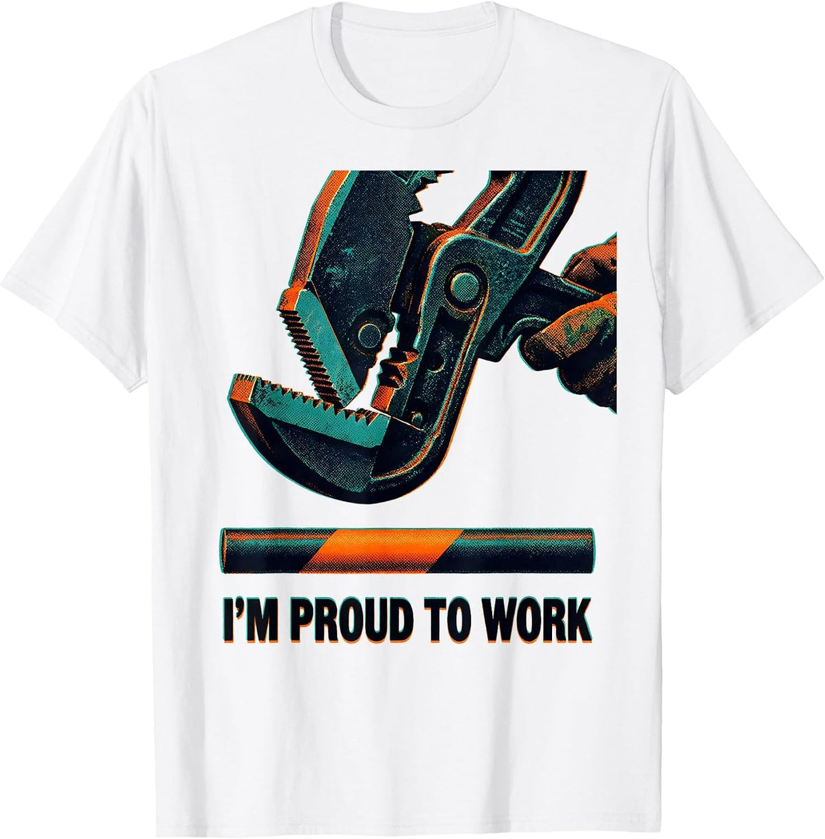 Men's I'm Proud To Work Risograph Union Labor Day Skilled Trade T-Shirt - White