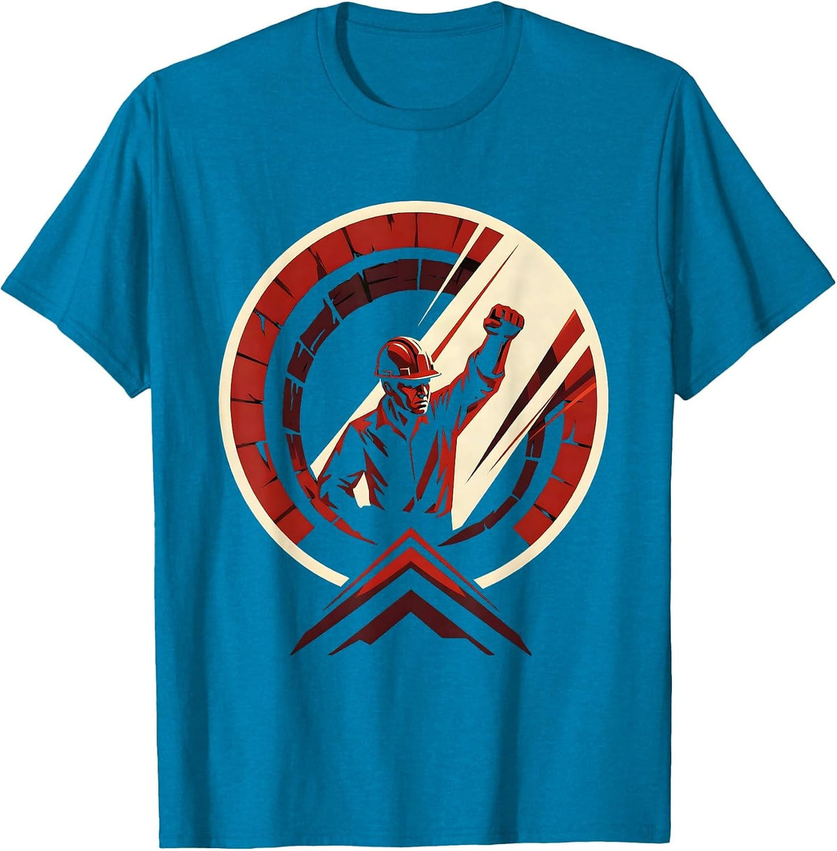 Miner Emerging From Tunnel Shaft Graphic T-Shirt - Sapphire Blue