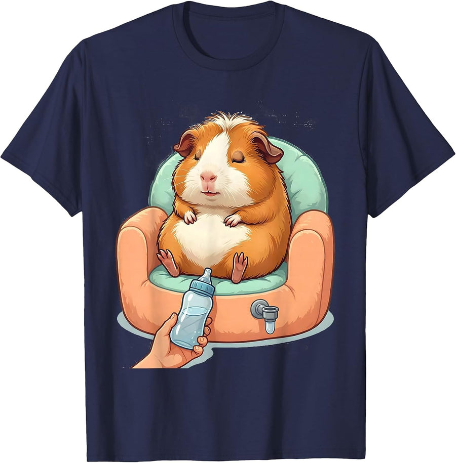 Cute Tailless Guinea Pig Kawaii Pet Lover Humor T-Shirt - Navy Blue