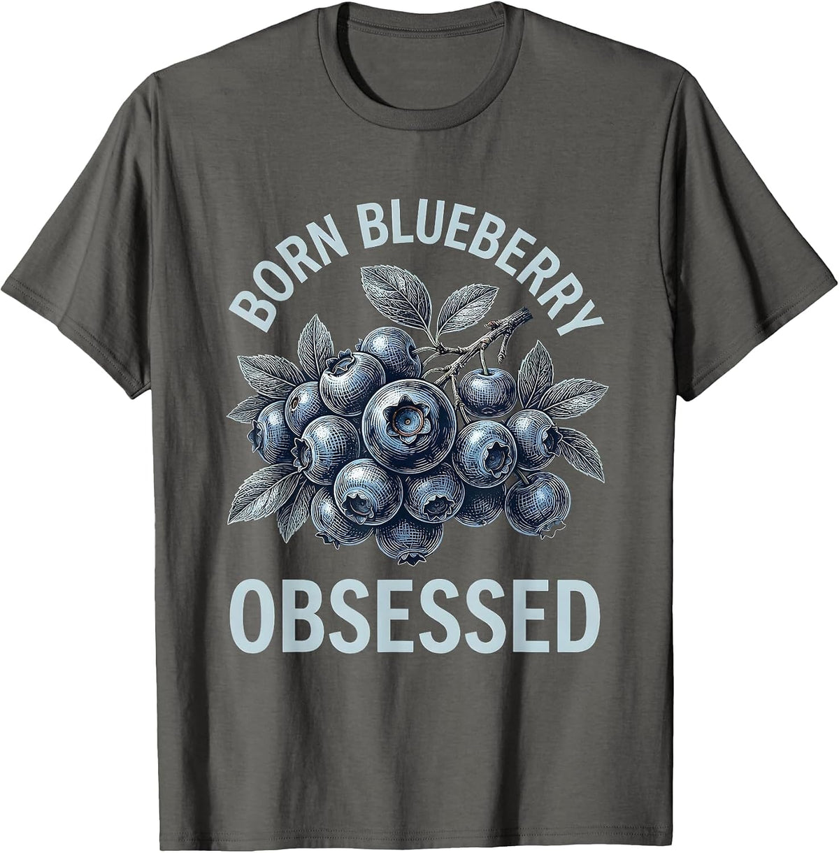 Men's Born Blueberry Obsessed Red White and Blueberries T-Shirt - Asphalt Grey