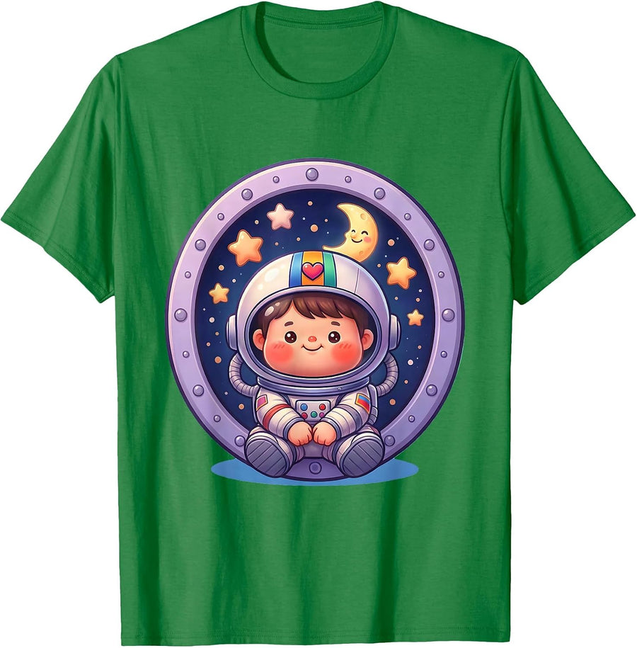 Men's Down Syndrome Awareness Child Astronaut Stars T-Shirt - Kelly Green