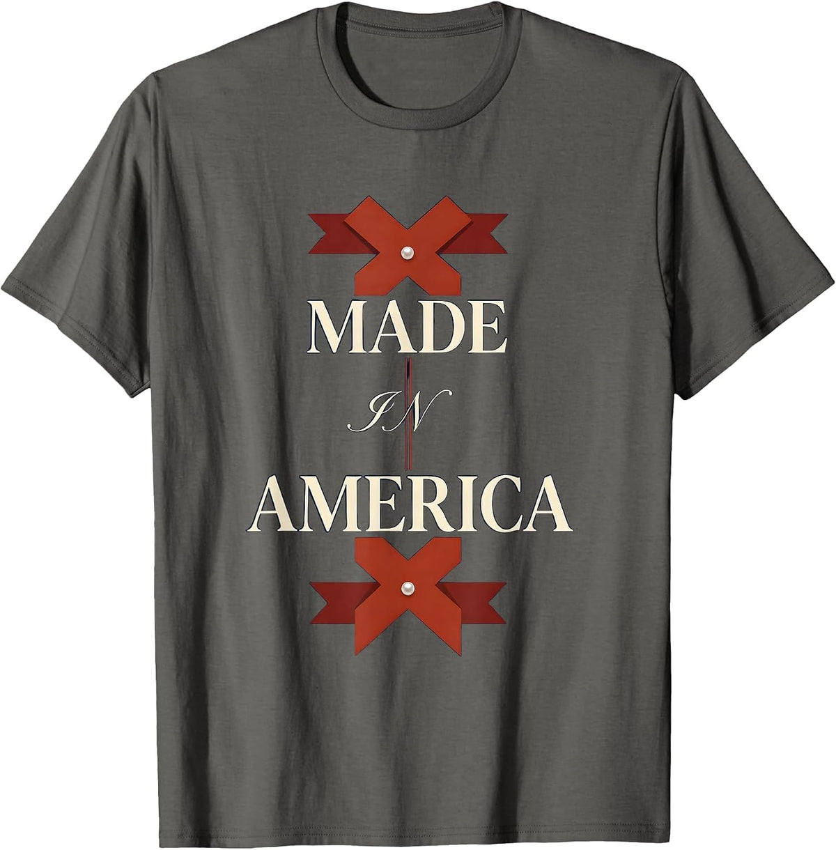 Made in America Patriotic Pride Design T-Shirt - Asphalt Grey
