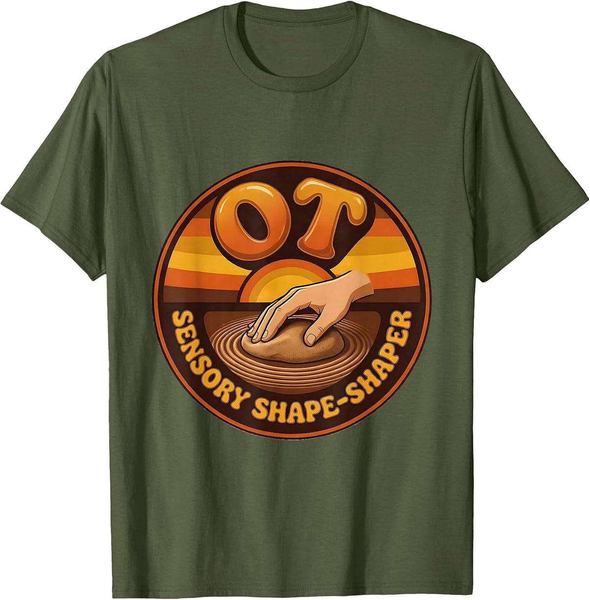 Men's OT Sensory Shape-Shaper Retro Occupational Therapy T-Shirt - Olive Green