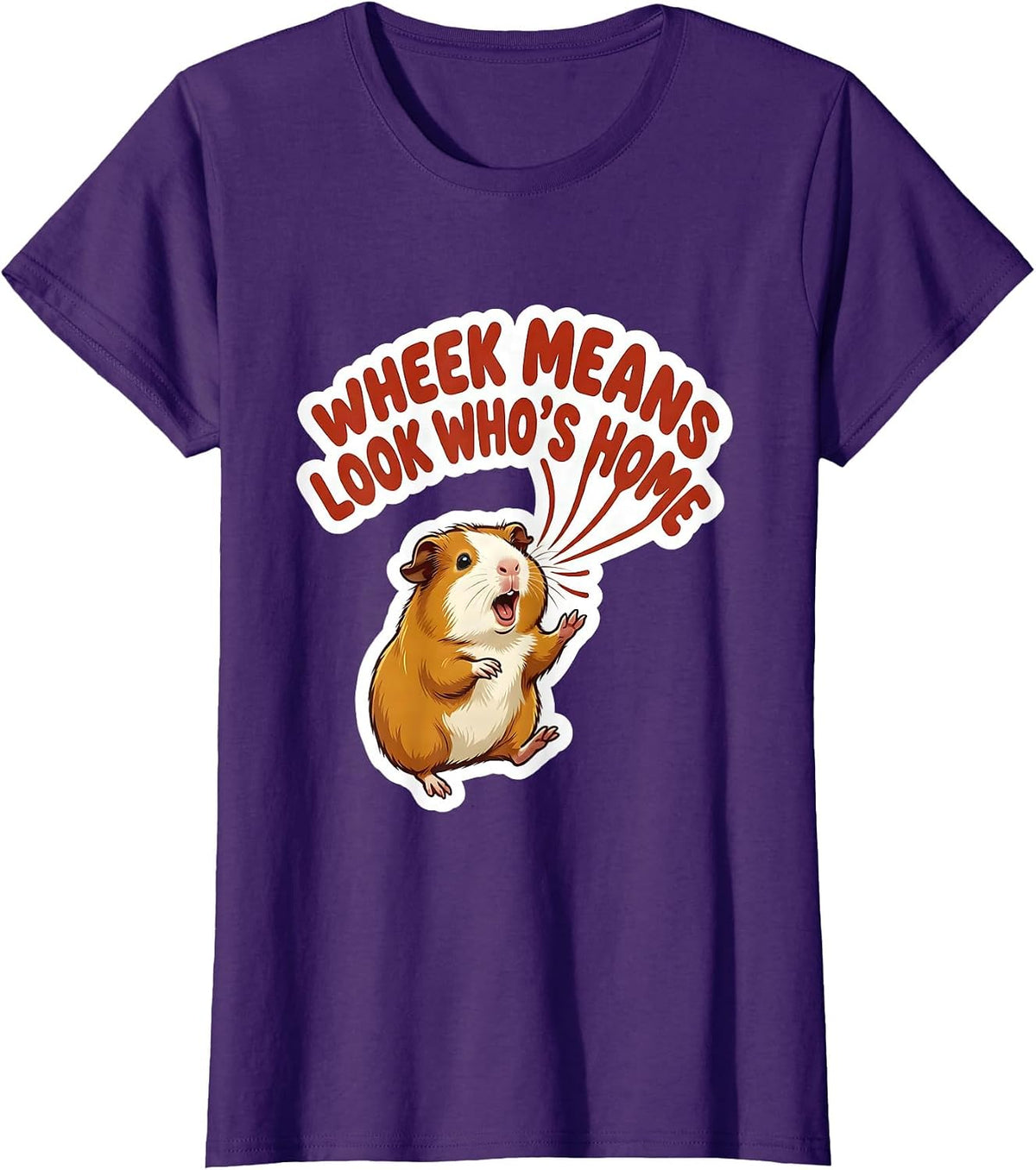 Women's Wheek Means Look Who's Home Funny Guinea Pig Pet Lover Gift T-Shirt - Purple