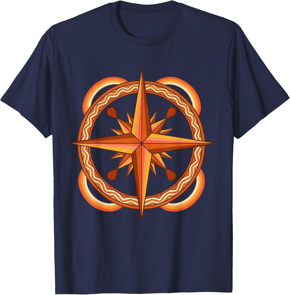 Gulf of Mexico Vintage Nautical Compass Rose T-Shirt - Navy Blue