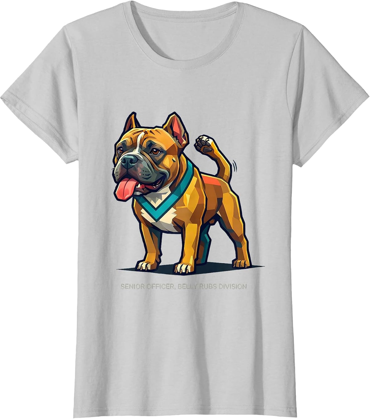 Senior Officer Belly Rubs Division Funny Pitbull Mom Dog T-Shirt - Silver Grey