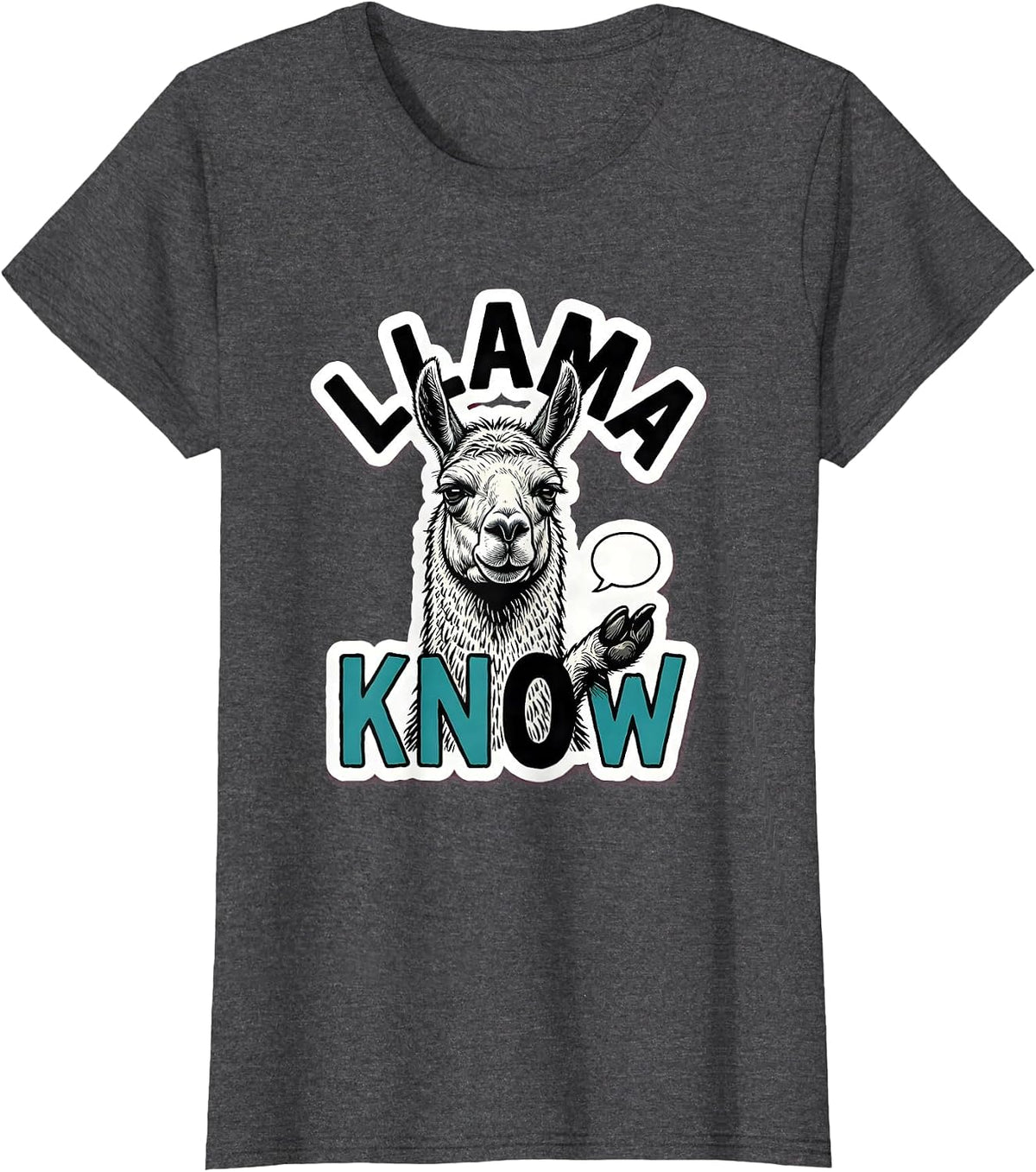 Women's Llama Know Funny Alpaca Lover Animal Humor T-Shirt - Dark Heather Grey