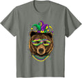 Bear Animal Lover Cute Mardi Gras Carnival Jester T-Shirt, Youth, Olive Heather, Small - As Pictured