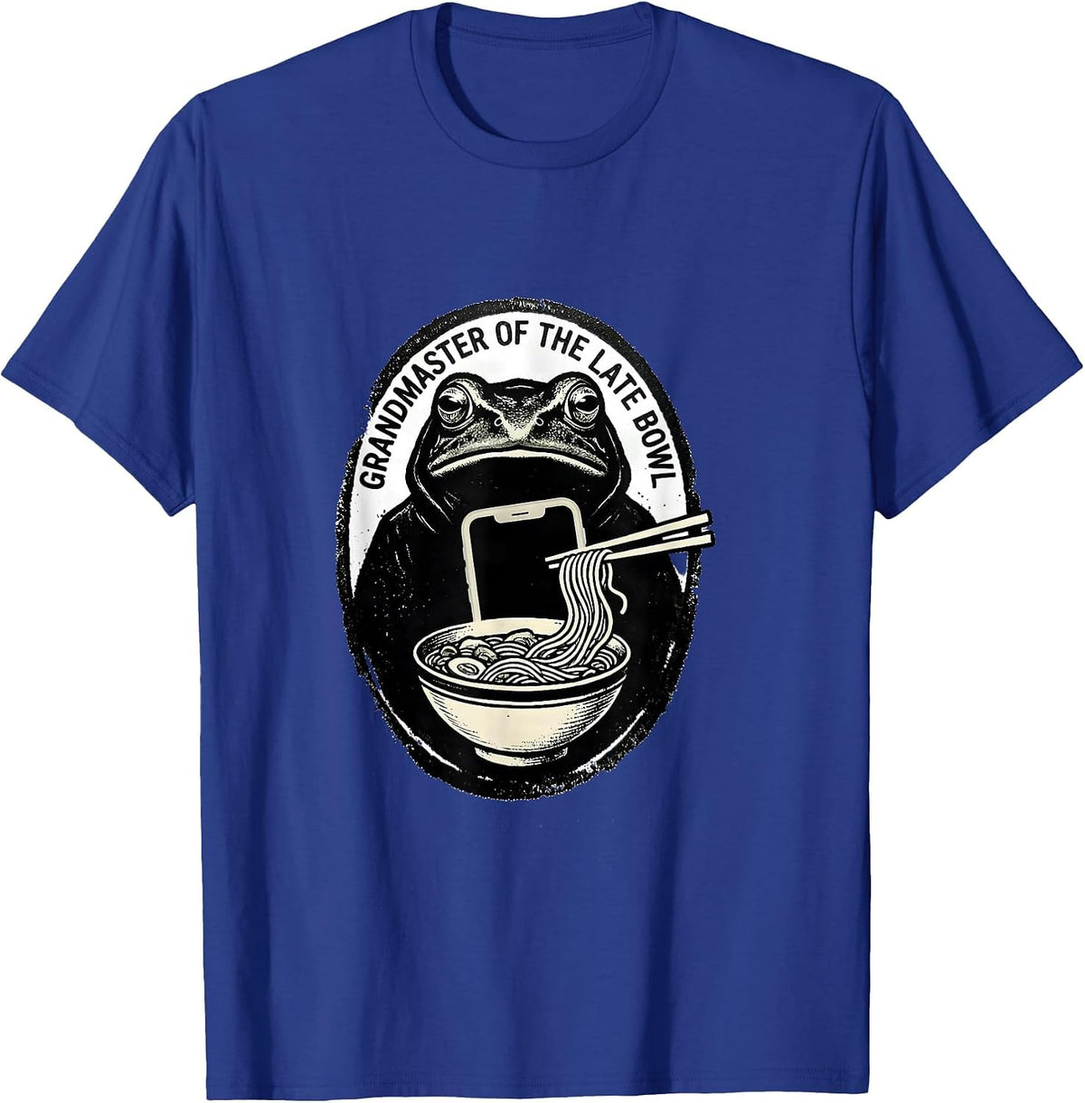 Grandmaster of the Late Bowl Funny Grumpy Frog Ramen Phone T-Shirt - Royal Blue
