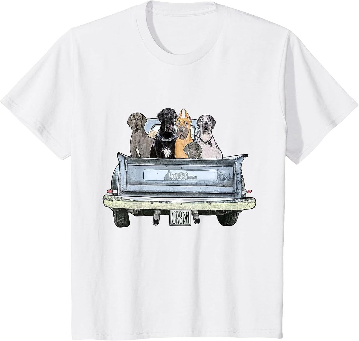 Great Dane Squad Pickup Truck Top for Men - Large Dog Dad T-Shirt - White