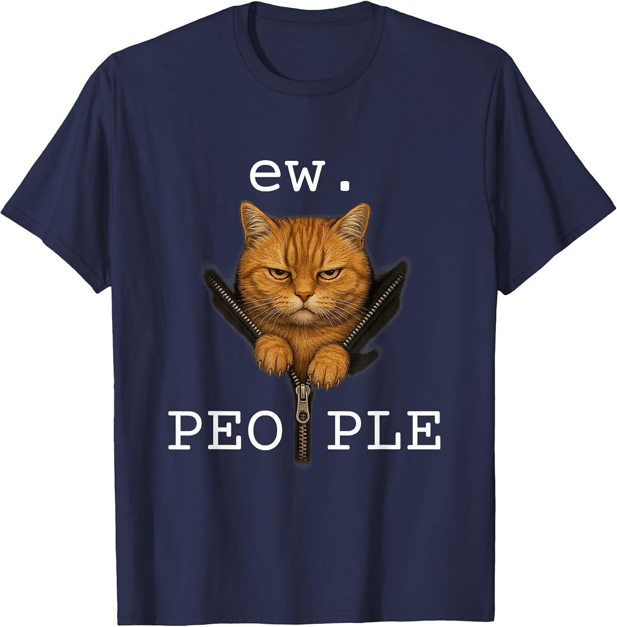 Funny Cat Shirts - Ew People Tabby Cat T-Shirt - Navy Blue