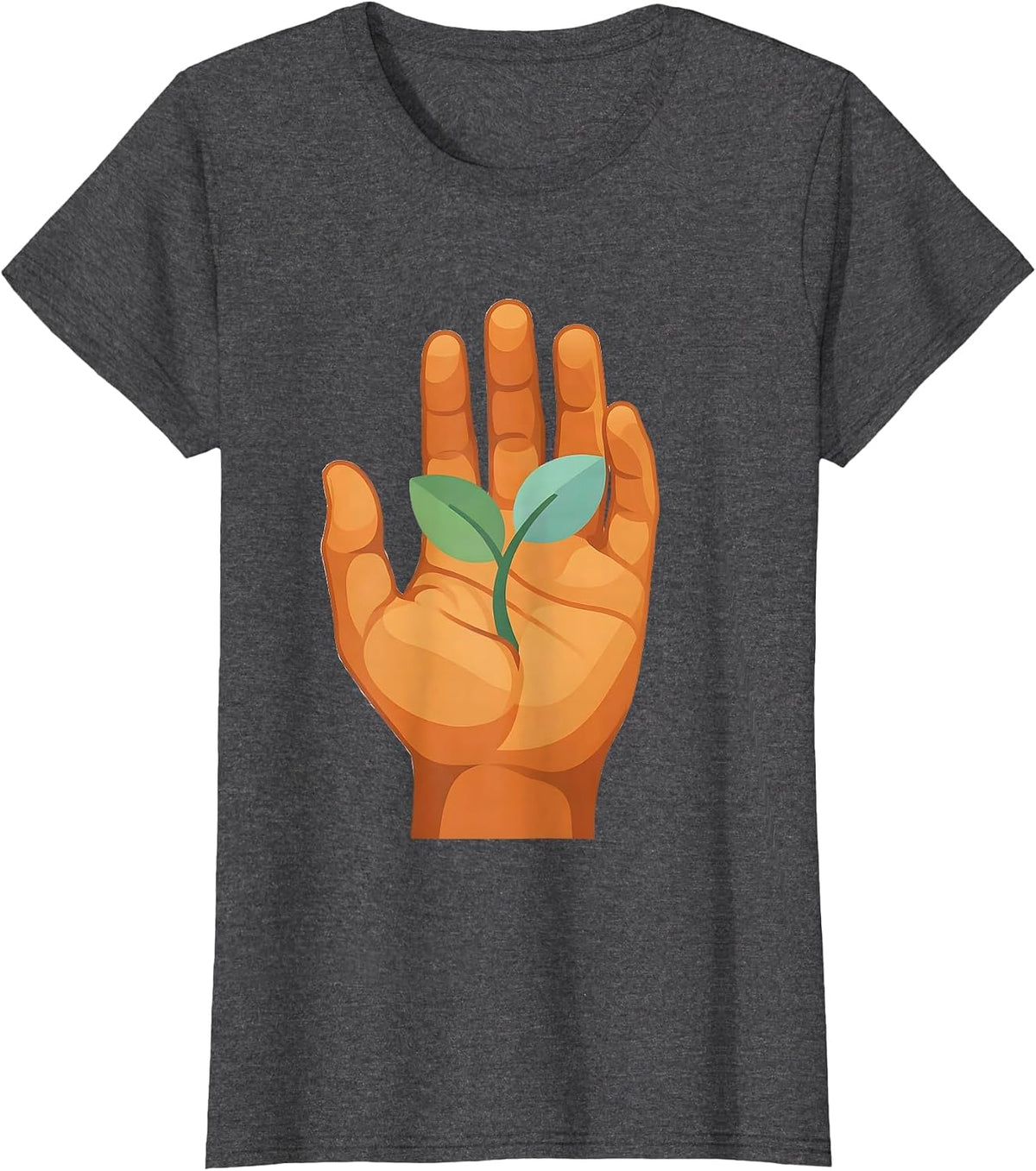 Women's Occupational Therapy Open Hand Sprout Growth Design T-Shirt - Dark Heather Grey