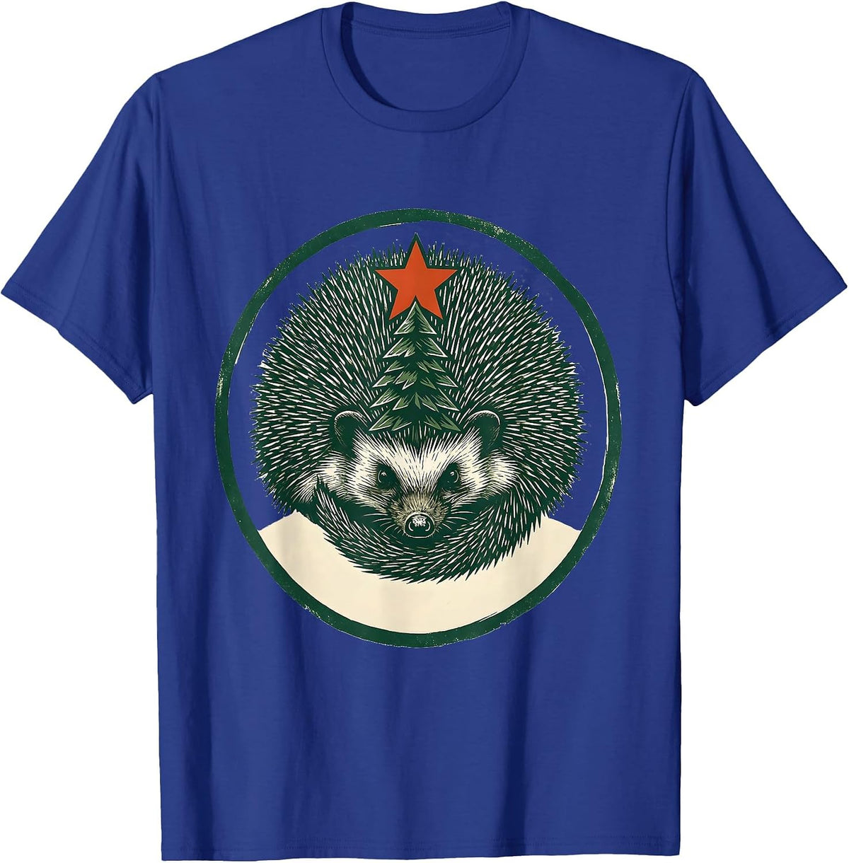 Sealed Hedgehog Badge Cute Animal Lover Christmas T-Shirt - Royal Blue