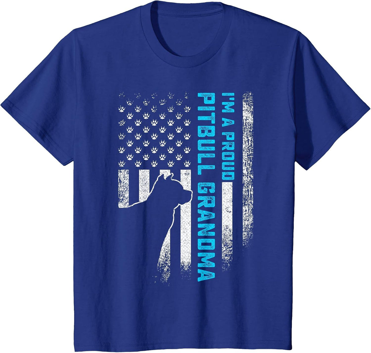Vintage American Flag I'm A Proud Pitbull Grandma Pittie Dog T-Shirt - Royal Blue