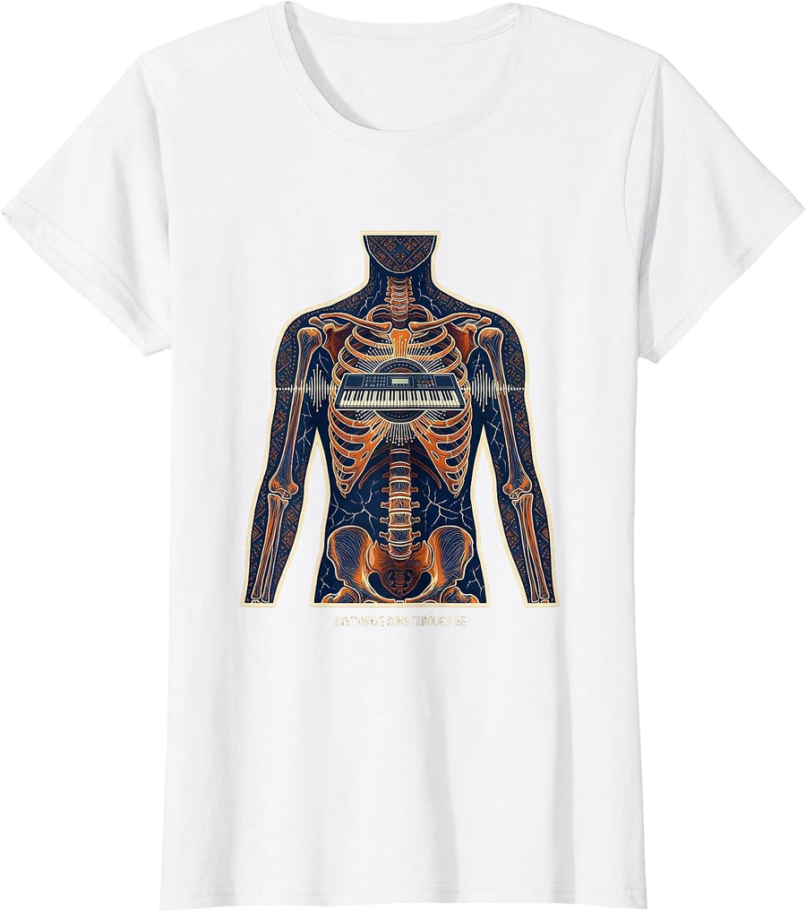 Women's Synthwave Runs Through Me 80s Retro Design T-Shirt - White