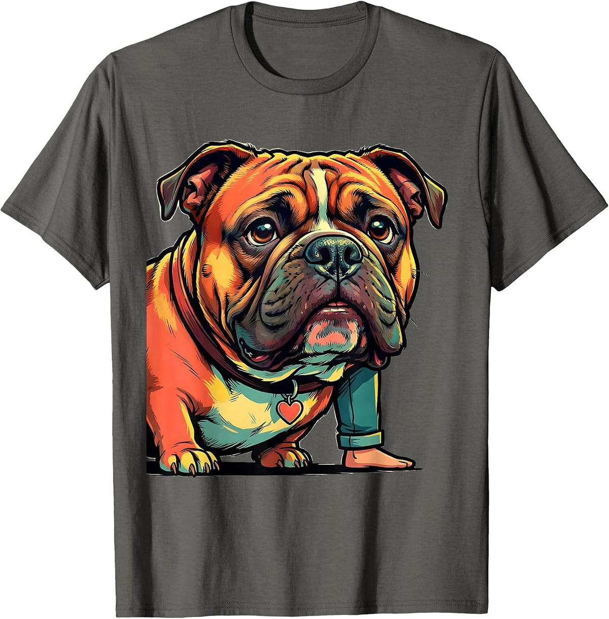 Pittie Dog Mom Cartoon Pit Bull Lover Gift T-Shirt - Asphalt Grey