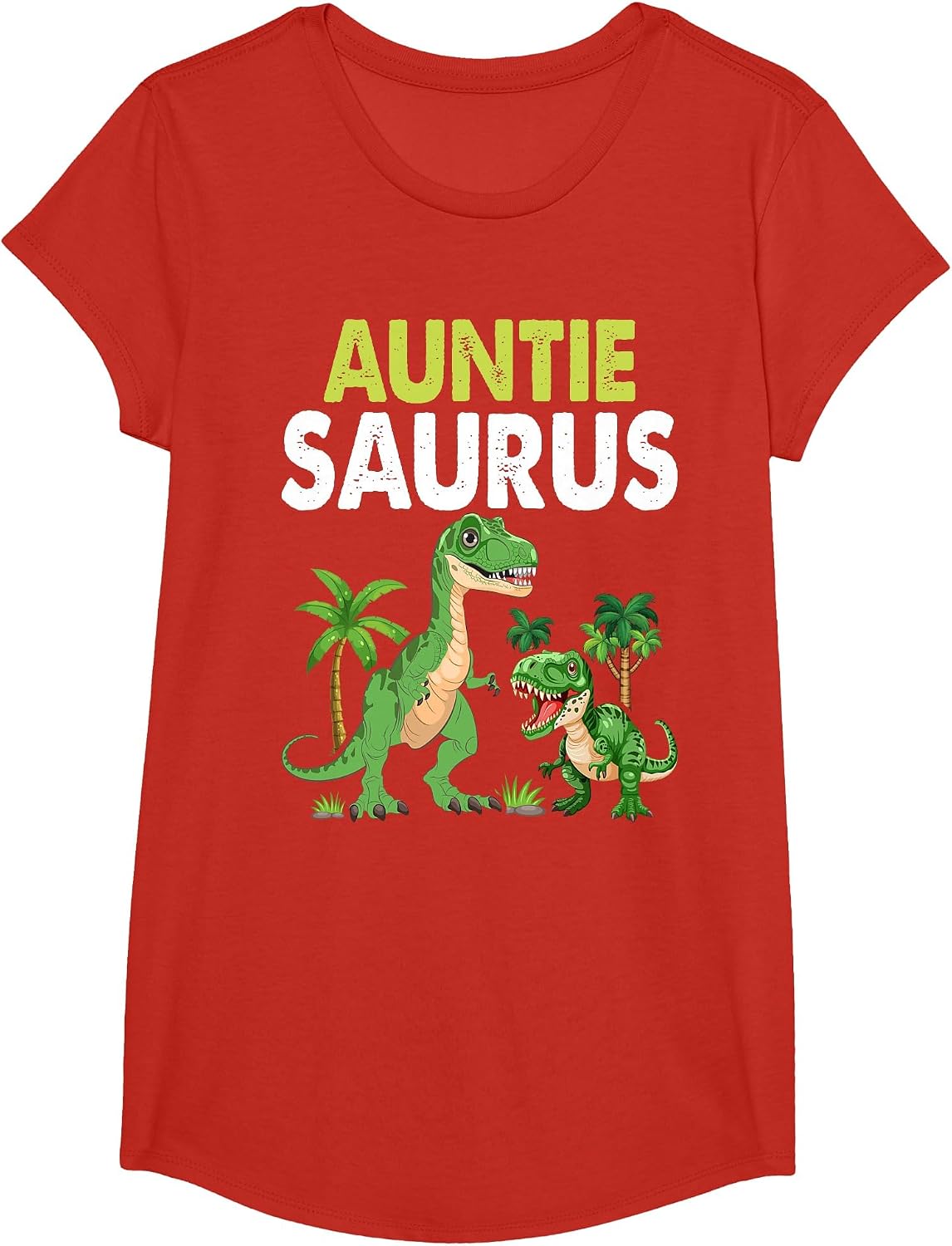 Auntiesaurus Auntie Tyrannosaurus Dinosaur Baby T-Shirt - Girls Red