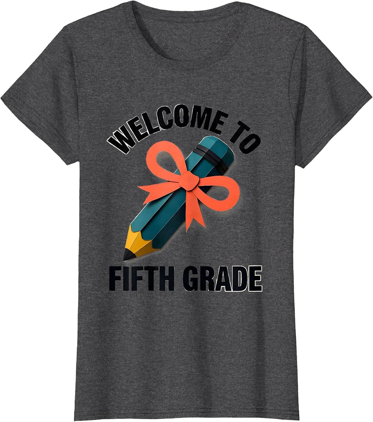 Women's Welcome To Fifth Grade Cute Back To School Coquette Bow T-Shirt - Dark Heather Grey