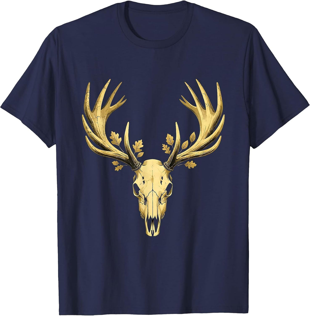 Elk Bugling in Autumn Forest Clearing T-Shirt - Navy Blue