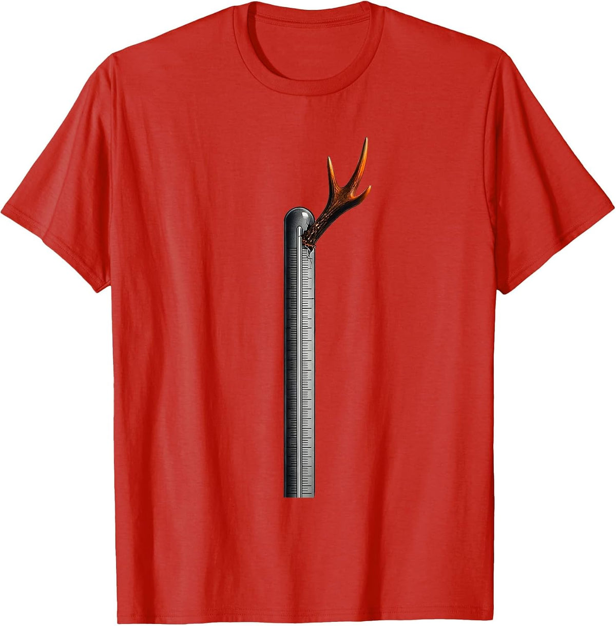 Men's Antler Thermometer Minimalist Deer Hunting Dad Humor T-Shirt - Red