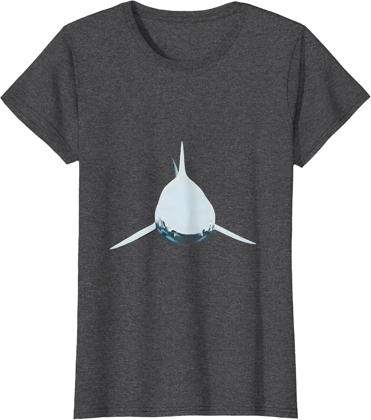 Women's Shark Cutting Through Dark Ocean Waters T-Shirt - Dark Heather Grey
