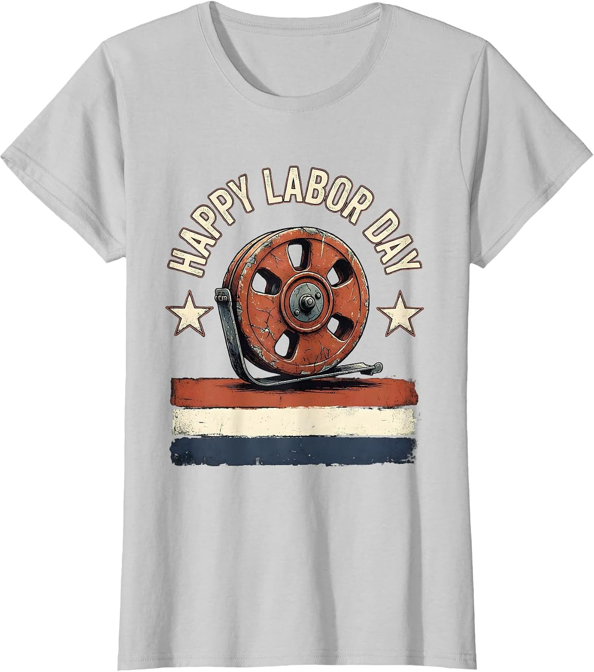 Women's Happy Labor Day Distressed Patriotic Union Worker Pride T-Shirt - Silver Grey