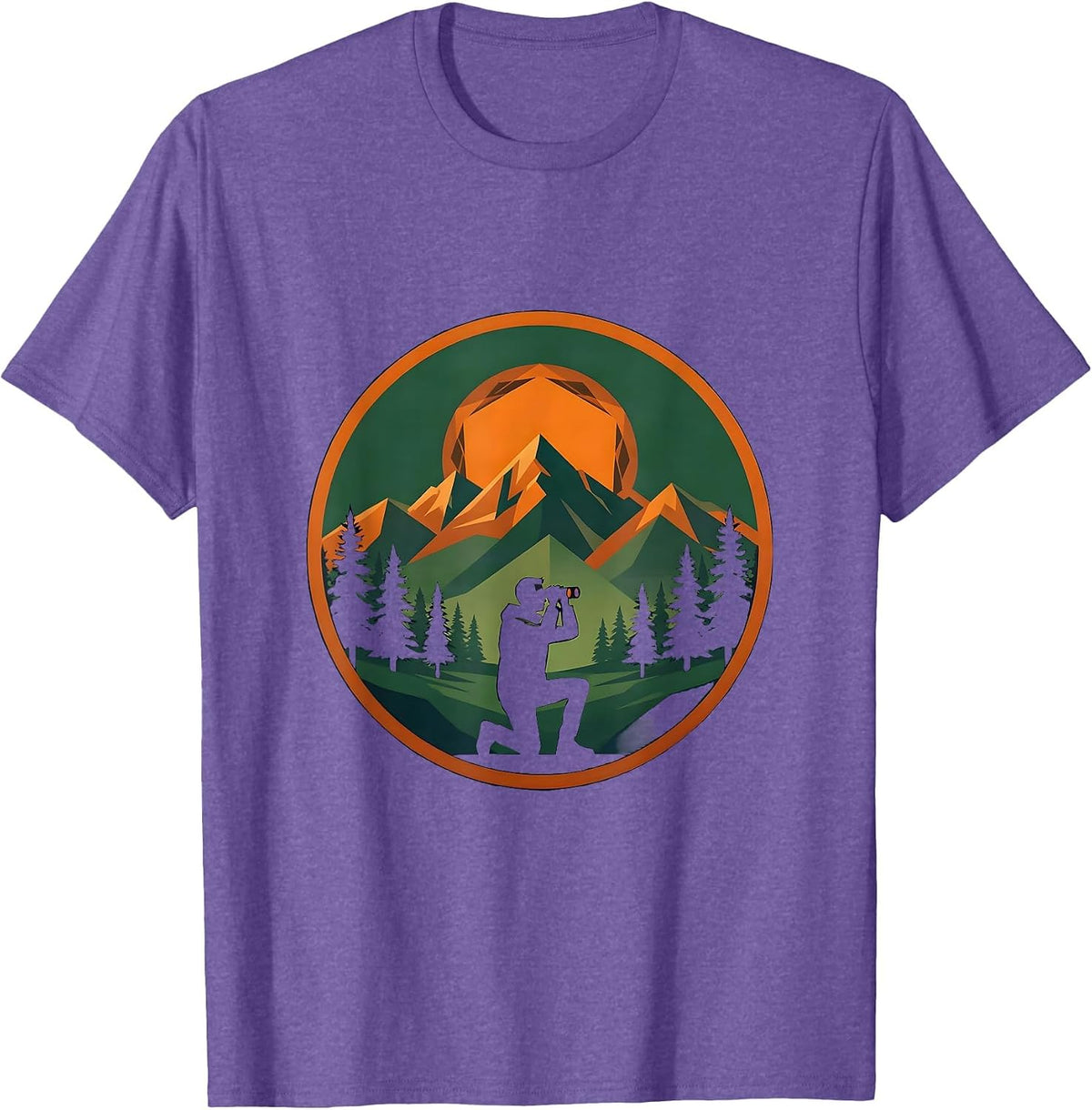 Men's Camo Hunter Glassing Ridge Hunting Graphic T-Shirt - Purple Heather